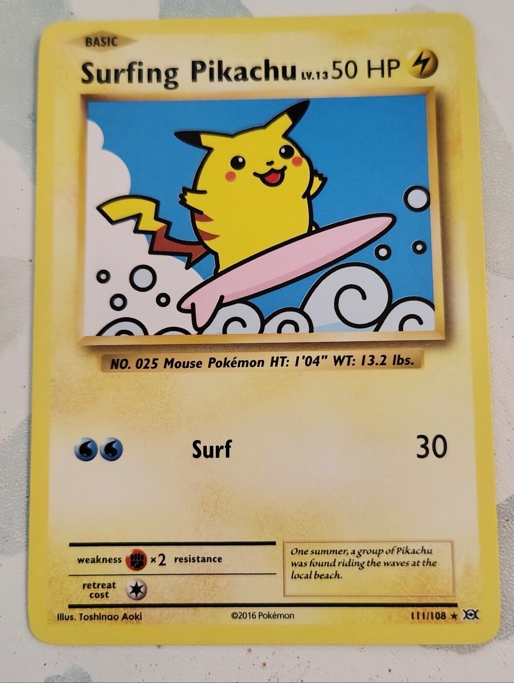 Surfing Pikachu Pokémon Card #111 Pokemon Evolutions